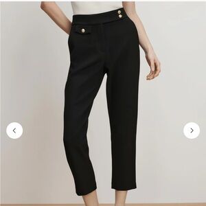 Veronica Beard Renzo Crest Button Pant Black Cropped Slim Leg Pant Sz 6